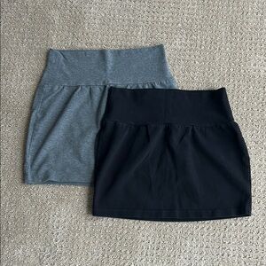 Express Black and Gray Mini Skirt Set - XS